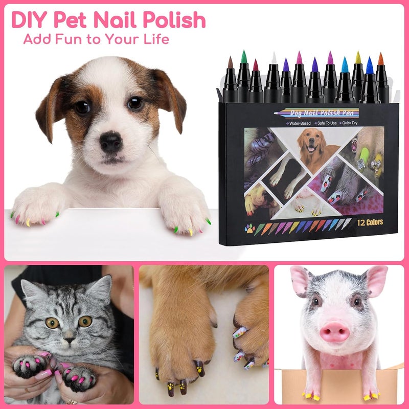 OLINGYOU Dog Nail Polish， Dog Nail Polish Pens Quick Dry-12 Colors, Pet Nail Polish Set for Dogs， DIY Dogs Puppy Nails, Dog Safe Nail Polish Non Toxic, Odorless, Easy to Applyt - Image 3